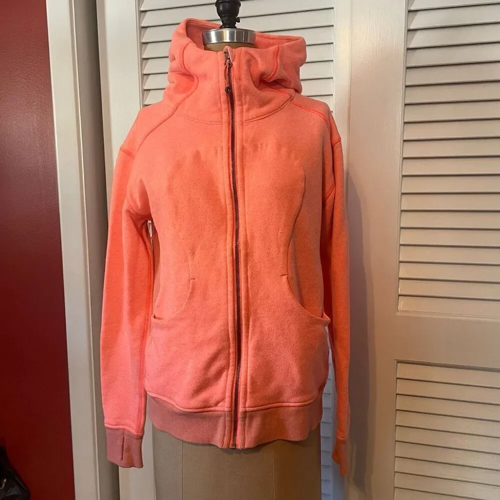 LULULEMON | bright coral scuba hoodie size 8